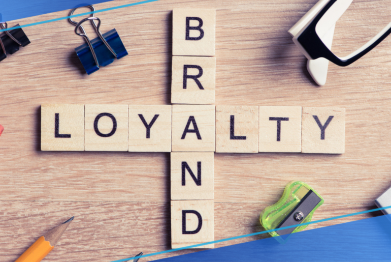 image of brand loyalty spelt in word blocks